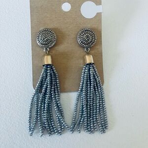 Natasha Couture Silver and Gold Tassel Earrings